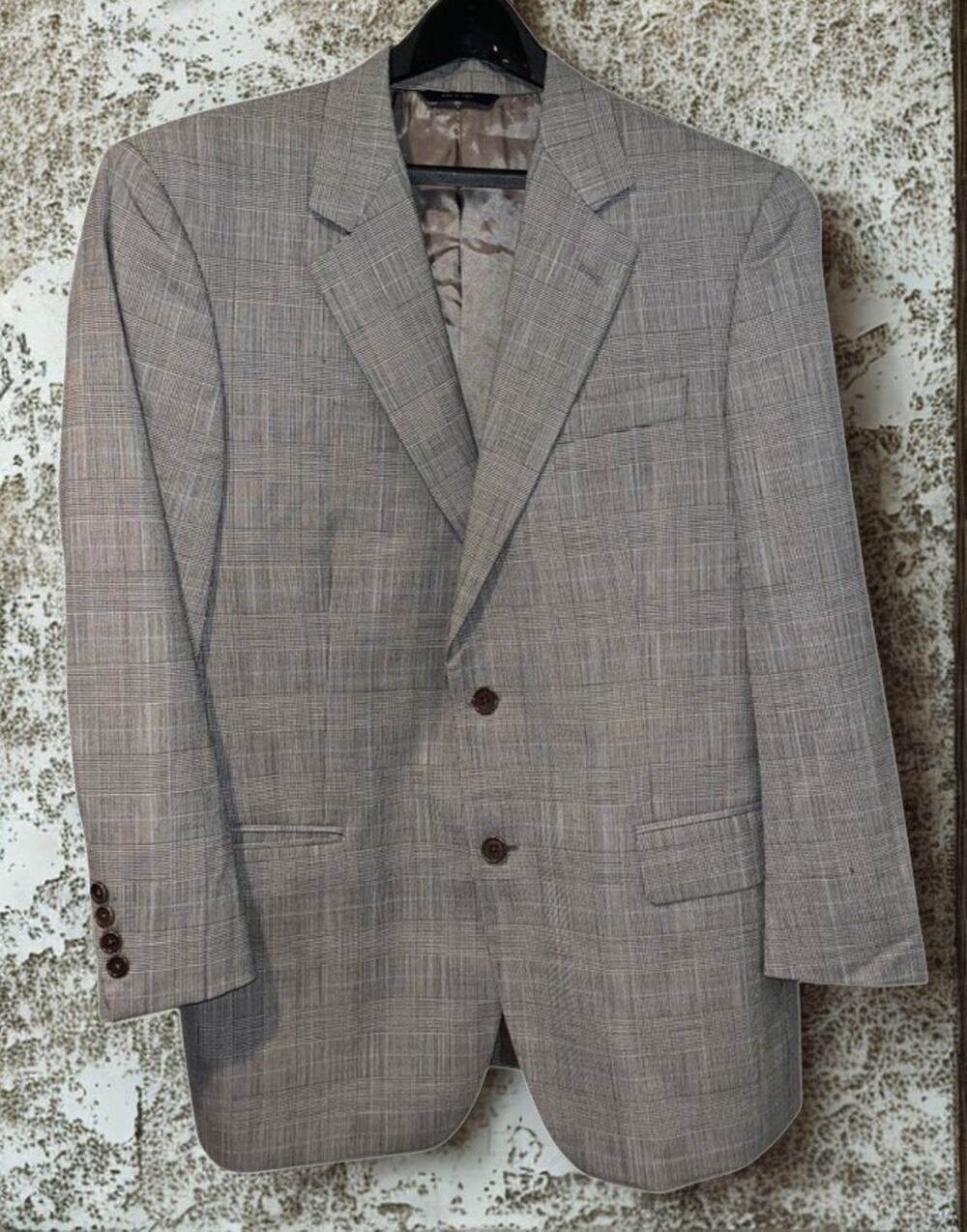 Brooks Brothers Gray Blue Plaid Wool Blazer Sport Coat Mens 40R Made In Italy